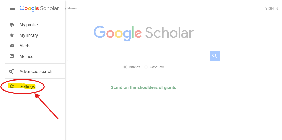 Google Scholar Setting 2