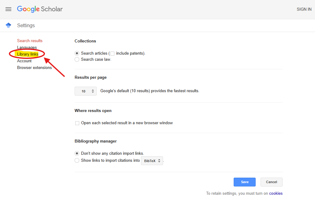 Google Scholar Settings 3
